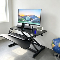 Table d'ordinateur portable pliable à double couche, réglable en hauteur avec fonction pneumatique pour poste de travail de bureau
