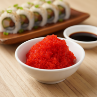 Vente en gros de œufs de poisson volant Tobiko surgelés de haute qualité, processus BQF, boîte de 10 kg, prêts à consommer, emballés sous vide, durée de conservation de 24 mois