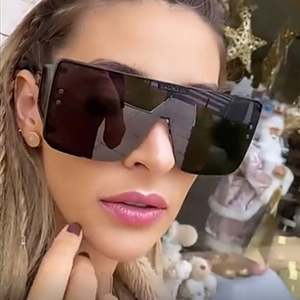 Lunettes de soleil carrées surdimensionnées pour femmes, style rétro, avec logo personnalisé, protection UV400, verres monobloc - Product Image 2