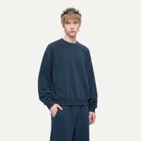 Sweat-shirt en maille brossée couleur unie 345g, coupe ample à épaules tombantes, pull minimaliste, streetwear urbain, haut décontracté uni pour l'hiver
