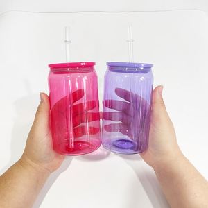 16Oz Unbreakable <b>Clear</b> Transparent <b>Jelly</b> Plastic Sode Can Coffee Cup With Colorful Pp Lids and Straw for Vinyl - Product Image 3