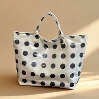 Sac de courses personnalisé de haute qualité en toile de coton à pois, PVC, vintage, écologique, durable, recyclé, réutilisable, grande capacité, pour tous les jours