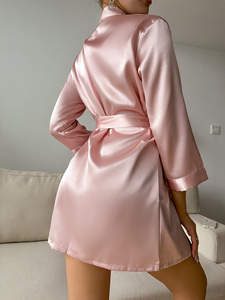 Pyjama en soie uni sexy pour femmes, nouvelle robe <span class=keywords><strong>de</strong></span> <span class=keywords><strong>nuit</strong></span> légère et respirante pour les saisons printemps/été/automne - Product Image 5