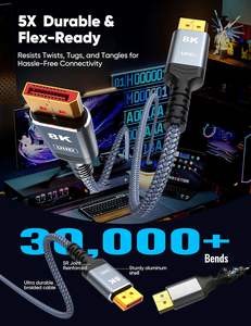 <span class=keywords><strong>Cable</strong></span> DP SYONG 8K UHD, <span class=keywords><strong>Cable</strong></span> DP Macho a DP Macho <span class=keywords><strong>de</strong></span> 1.4, 3M/5M o 10 pies/16.4 pies, <span class=keywords><strong>Cable</strong></span> <span class=keywords><strong>de</strong></span> Puerto <span class=keywords><strong>de</strong></span> Pantalla BC Compatible con Computadoras Portátiles, <span class=keywords><strong>TV</strong></span>, etc. - Product Image 4