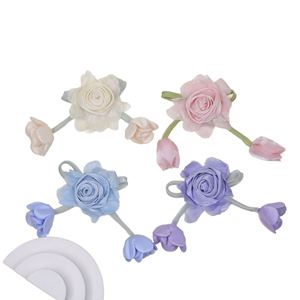 Nouveauté : Chouchous pour cheveux en tissu avec pompon tulipe, grands (8 cm), élastiques, pour femmes et filles, style mode - Product Image 1