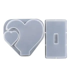 Sıcak satış DIY yapma romantik kristal kalp fotoğraf çerçevesi silikon reçine kalıp ev dekorasyon için