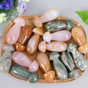 Palo de masaje en forma de hongo de jaspe de Calcedonia de cristal Natural tallado a mano Gua Sha masajeador herramienta de raspado Facial al por mayor - Product Image 3