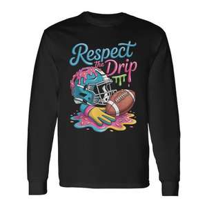 Camiseta de manga larga para niños Football Drip con diseño de chispas de helado Respect The Drip - Product Image 1