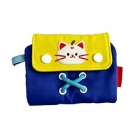 Warna kontras yang disesuaikan dengan pola kain bersulam, dompet pendek multifungsi, tempat kartu, portabel dan ringan