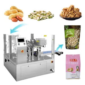 Máquinas de embalaje de bolsas de anacardo completamente automáticas Máquina de embalaje de aperitivos de cacahuetes de nueces rotativas