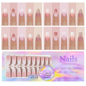 เล็บปลอมแบบกดติด 150 ชิ้น ลายไล่สีแบบธรรมชาติ ไม่มีรอยต่อ สำหรับขายส่ง - Product Image 1