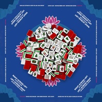 Jeu de Mahjong Américain de Noël, tuiles en acrylique de 32 mm, dos rouge, bleu marine, tuiles lotus violettes, jeu de table pour 4 joueurs