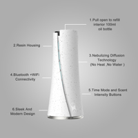 Diffuseur d'arômes intelligent Tower Table, réservoir de 100 ml, nébulisation sans eau, huile essentielle, maison, bureau, hôtel, commande à distance par application