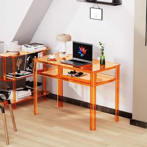 Bureau en acrylique transparent avec rangement ouvert, bureau d'ordinateur pour le bureau à domicile, <span class=keywords><strong>table</strong></span> d'étude - Product Image 1