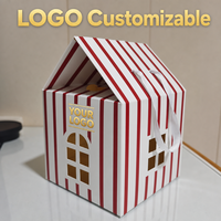 Boîte cadeau élégante rayée avec fenêtre, personnalisable, pour mariage, fête, ou événement, en carton rigide, idéale pour les entreprises