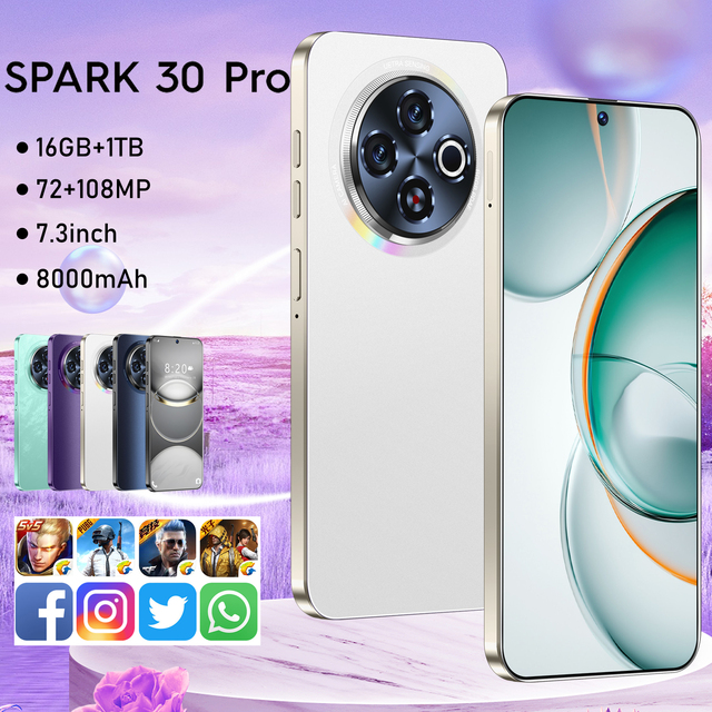 Techno Spark 30 Pro 5G Smartphone Original Plus10-Core Deca-CPU 8000mah Android14.0 16GB+1TB Memory 108MP HD Display Cell Phone