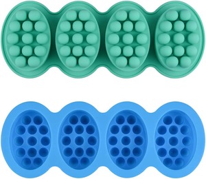 Massage <b>Soap</b> Mold - 2 Pcs4 Cavities Silicone <b>Soap</b> Mold for <b>Soap</b> Making Handmade Hair Brush Shampoo Bar Molds - Product Image 1