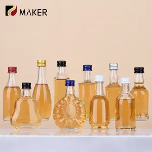 Empty 30ml 40ml 50ml Transparent Small Spirit Whiskey Decanter Mini Glass Alcohol Wine Liquor Bottle With Screw Cap For Sale