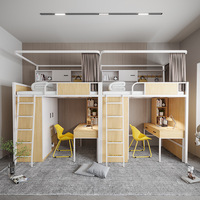 Lit mezzanine moderne en métal de taille Queen King Size Escaliers Assemblés Fonction de stockage pour dortoir universitaire Comprend une armoire Appartement