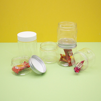 Pot en plastique transparent PET à large ouverture pour biscuits, en-cas, cosmétiques, bonbons, avec couvercles, diamètre 56 mm, 100 ml, 120 ml, 200 ml, 250 ml, 500 ml