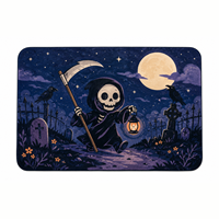 Modern Halloween Witch Magic Potions Faux Velvet Washable Polyester Shaped Runner Rug for Bedroom