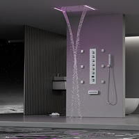 Systèmes de douche à écran LED pour salle de bain contemporaine Robinets thermostatiques avec vannes en or brossé Motifs de jet de pluie et de massage