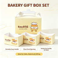 Boîte cadeau de boulangerie en carton blanc avec logo personnalisé, étiquette privée, avec poignée, emballage portable pour gâteau soufflé, taille personnalisée OEM