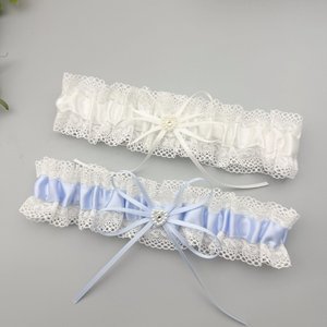 Jarretière de mariée en polyester élastique avec strass, faite à la main, non tissée, en stock - Product Image 3