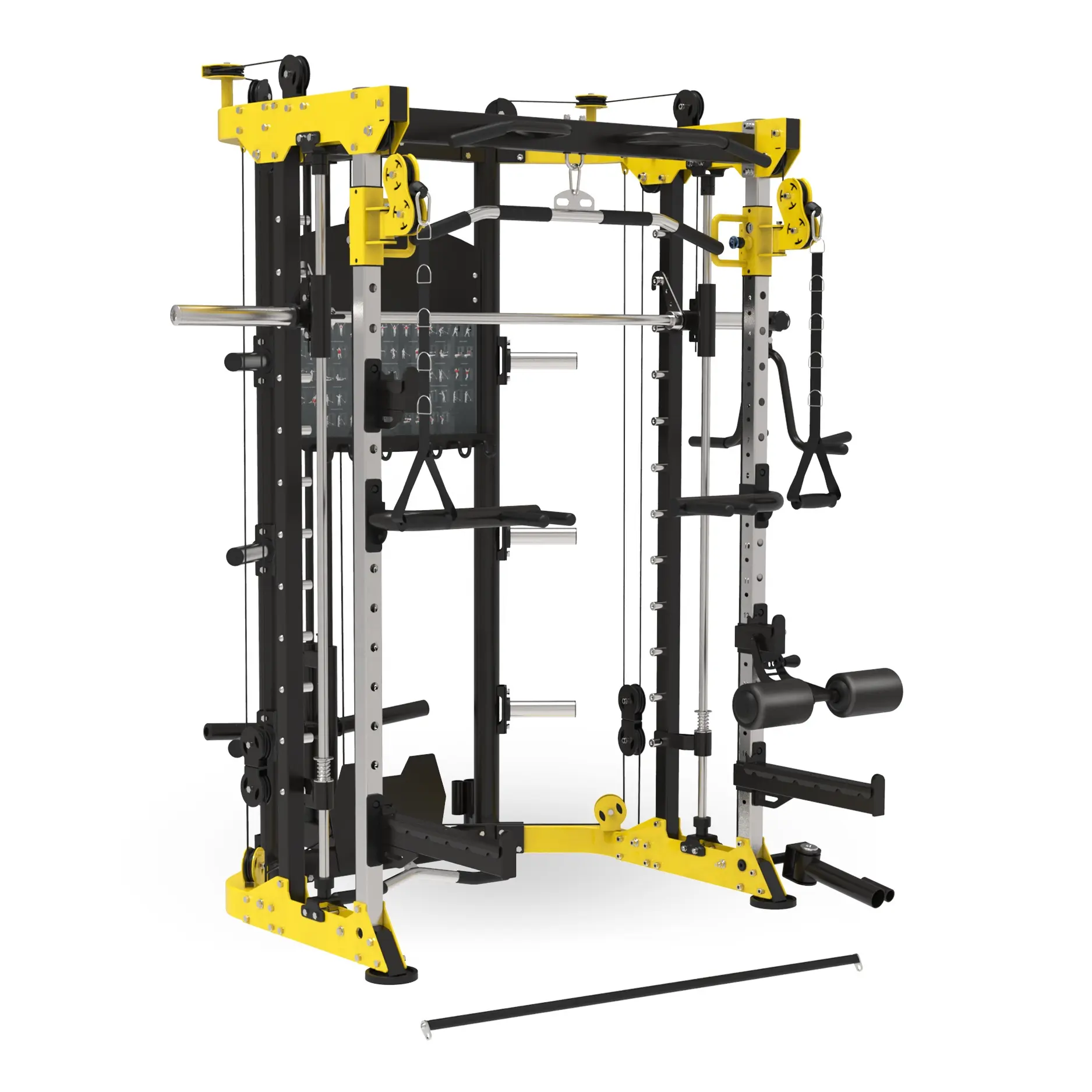 Vücut geliştirme kablo Crossover çok fonksiyonlu güç kafesi Squat çerçevesi egzersiz eğitimi Smith makinesi