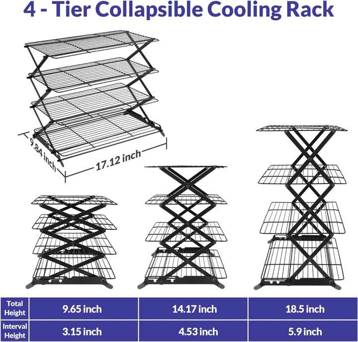 4-Tier Upgraded Collapsible Cooling Rack Stackable Cooling Racks Set ...