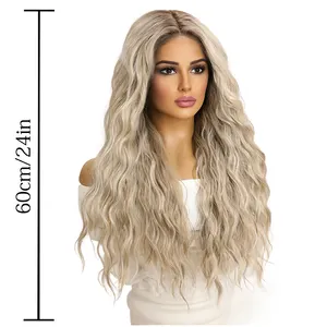 European And American Fashion T-shaped Lace Front Wig Gray Gradient Wavy Curly Hair Wig For Women