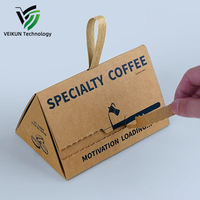 Boîte Cadeau Triangulaire pour Café, Emballage Pyramidal en Papier Kraft, Boîte Personnalisée pour Grains de Café Spécial, avec Ruban et Poignée, Vente en Gros Alimentaire
