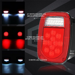 Feux arrière à <span class=keywords><strong>39</strong></span> LED rouges et blancs, double couleur, feux de freinage, feux de recul, clignotants pour Jeep Wrangler TJ CJ 76-06 - Product Image 4