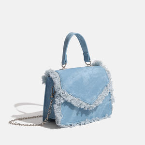 Bolso Bandolera de Mezclilla Azul Ligero y Moderno para Mujer, con Asa Suave, Forro de Poliéster, Personalizable, para Todas las Temporadas - Product Image 2