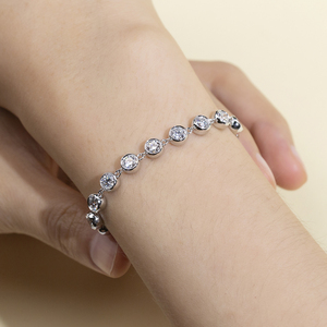 Bracelet en diamant de laboratoire de style tennis, plaqué or 18 carats, avec pierre principale ronde taille brillant, en argent 925, pour usage quotidien, modèle MSR-681 - Product Image 4
