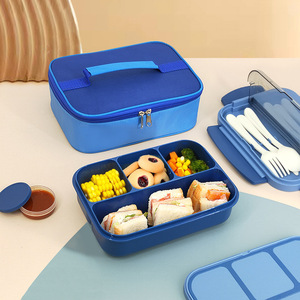 Lonchera Térmica de Doble Compartimento para Estudiantes, Bolsa de Aislamiento Térmico para el Trabajo, Bento Japonés de Plástico Especial para Microondas - Product Image 4