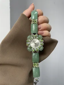 Spedizione Gratuita Orologio da Donna al Quarzo con Gemma Verde Girasole, Cinturino in Lega, Quadrante in Vetro, Analogico, Resistente all'Acqua 2026 ZS01 - Product Image 4
