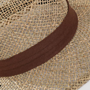 Haute qualité unisexe personnalisé mode été soleil plage chapeau herbe naturelle à la main chapeau de paille jonc de mer Fedora chapeau pour hommes femmes - Product Image 4