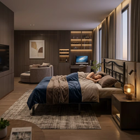 Fabrikverkauf Hotel Apartment Schlafzimmer Einfaches Elegantes Langlebiges Verstellbares Ausziehbares Tragbares Klappbares Doppel-Stahlbett