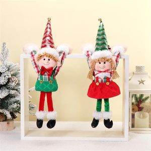 Adorables poupées en peluche de Noël en forme d'elfes, ensemble de 2 ornements de dessin animé doux pour cadeaux de fêtes - Product Image 1
