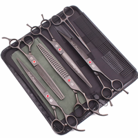 Kit de Toilettage Professionnel Premium pour Animaux de Compagnie 8 pouces – Ciseaux de Coiffure pour Chiens avec Ciseaux à Dents de Poisson et Ciseaux Courbes pour l'Entretien des Poodles