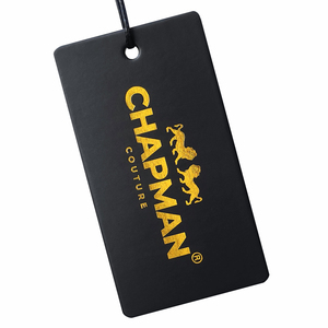 Logotipo MOQ bajo Personalización Cartón grueso de alta calidad Impresión de papel reciclable Papel de aluminio dorado Etiquetas colgantes para ropa - Product Image 1