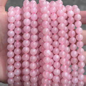 ลูกปัดโรสควอตซ์สีชมพูธรรมชาติทรงกลม ขัดเงาเรียบเนียน สีพาสเทลอ่อน นุ่มละมุน สำหรับทำเครื่องประดับ - Product Image 6