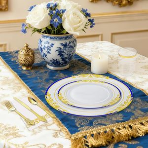 350 Assiettes en Plastique Jetables Robustes et Élégantes <span class=keywords><strong>pour</strong></span> Réceptions <span class=keywords><strong>de</strong></span> Mariage, Thanksgiving, Noël - Product Image 5