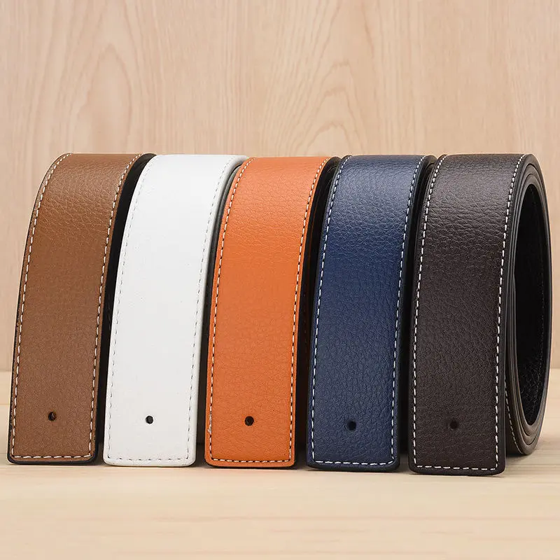 Hot sale luxury brand XL Smooth buckle men's leather belt without buckle belt need belt buckle contact customer service