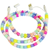 Câble USB Type-C Adorable avec Breloques Cœur et Perles, Charge Rapide 5A pour Téléphones et Ordinateurs, Blindage Tressé, Longueur Personnalisable