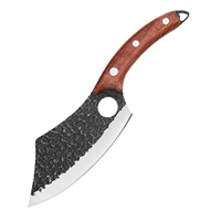 Petit couteau de cuisine ménage métal viande couperet marteau motif Barbecue anneau forgé à la main couteau de Chef manche en bois pour Camping