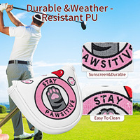 Housse de putter de golf demi-cercle en PU de haute qualité avec broderie patte de chat mignonne et fermeture magnétique