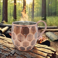 Tasse à mule de Moscou en acier inoxydable cuivre antique avec poignée | Verres avec logo personnalisé pour cafés, bars et cadeaux