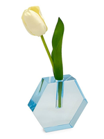 Vase en acrylique transparent hexagonal élégant, décoration de table de mariage faite à la main, forme géométrique créative moderne